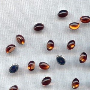 48 Vintage Topaz Acrylic 8x6mm. High Dome Oval Cabochons 7184
