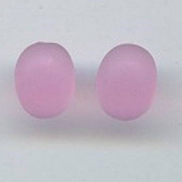 36 Vintage Frosted Matte Rose Acrylic 12x10mm. Oval Cabochons 2331