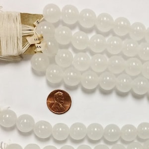 1 Pound Vintage Japan Miriam Haskell Stock Glas Alabaster 14 mm Runde Perlen 4004