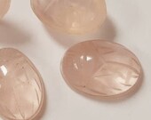 2 Vintage Japanese Genuine Rose Quartz Gemstone 14x10mm. Oval Scarabs R854