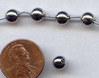 24 vintage en laiton plaqué argent 5,5 mm. Perles rondes lisses 3