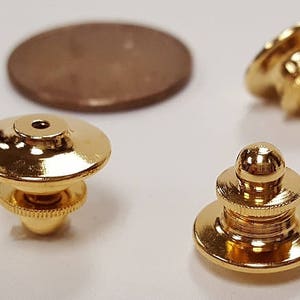 6 Vintage Military Clutch Gold Pull Back Locking Tie Tac Lapel Pin Back Fasteners N283