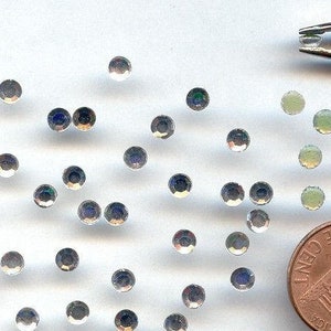 50 Vintage Glass Crystal Faceted 3.75mm. Round Flat Back Hotfix Iron On Rhinestones 963