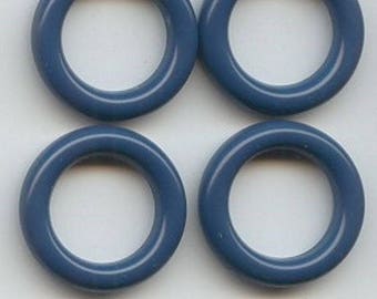 24 Vintage Blue Opaque Acrylic 5x22mm. Smooth Round Ring Beads 6179