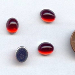 48 Vintage Ruby Acrylic 10x8mm. High Dome Oval Cabochons 7193