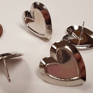 3 Pair Vintage Silver Raised Heart 18mm. Pierced Stud Earrings N59