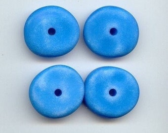 12 Vintage Matte Blue Wash Acrylic 9x28mm. Nugget Disc Beads 5739