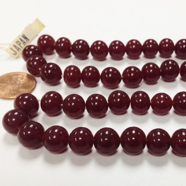 50 Vntage Japanese Cherry Brand Glass Emerald 10mm. Smooth Round Beads