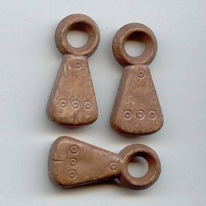 12 Vintage Brown Tribal Carved Acrylic 34x15mm. Drop Pendants 2714x