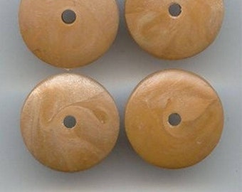 24 Vintage Taupe Brown Marble Acrylic 5x18mm. Round Disc Spacer Beads 5159