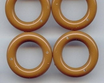 24 Vintage Brown Acrylic 31mm. Round 2 Hole Ring Pendants 6551