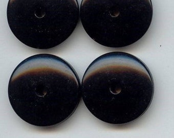 12 pièces vintage en acrylique noir de jais, 25 x 8 mm. Perles d'espacement pour disque rond 5140