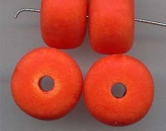 12 Vintage Orange Matte Washed Acrylic 18x12mm. Round Donut Tire Beads 5821