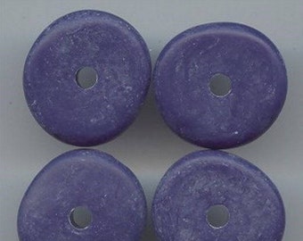 12 Vintage Matte Blue Acrylic 7x24mm. Nugget Disc Spacer Beads 5730