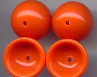 24 vintage Orange Acrylique 18mm. Perles Rondes Caps 6306