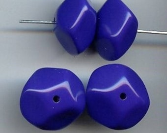 12 Vintage Blue Acrylic 11x18mm. Faceted Spacer Nugget Beads 5168