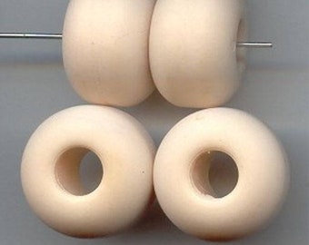 12 Vintage Beige Mate Acrílico 14x22mm. Donut Redondo Grandes Agujeros 6095