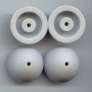 12 Vintage Matte Light Grey Acrylic 10x21mm. Round 1/2 Ball Cabochon Beads 6083