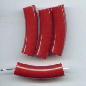 12 Vintage Rust Acrylic 40x10mm. Noodle Tube Beads 6048
