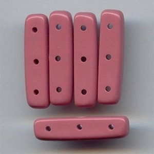 24 Vintage Dusty Rose Acrylic 30x8mm. 3 Hole Rectangle Spacer Bar Beads 6667