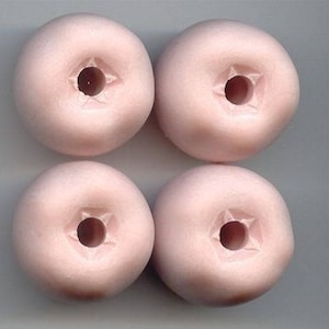 3 Vintage Matte Angelskin Pink Acrylic 26x21mm. Large Hole Barrel Beads 6103