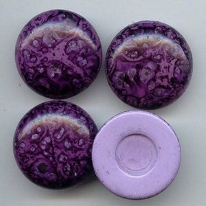 6 Vintage Italy Purple Water Spot Tye Dye Acrylic 28mm. Round Cabochons 2094