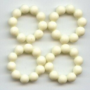 12 Vintage Cream Acrylic 6x25mm. Beaded Round Ring Beads 6883