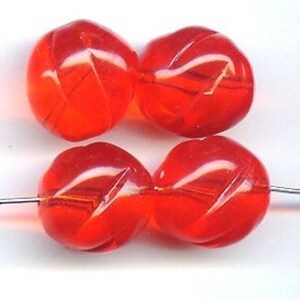 6 Vintage Orange Acrylic Spiral Round 19mm. Beads 1926