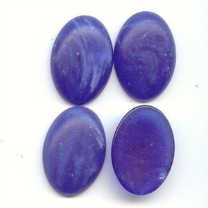 12 Vintage Lapis Matte Marble Acrylic 25x18mm. Smooth Oval Cabochons 345
