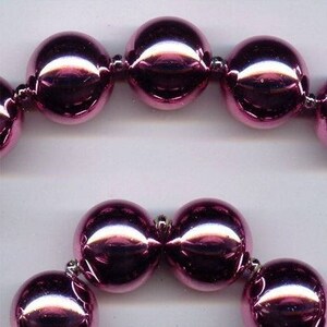 6 Vintage Metallic Rose Pink Acrylic 22mm. Smooth Round Beads 3106