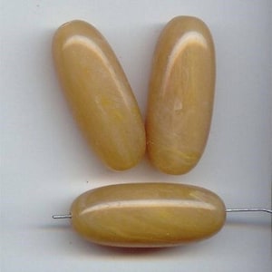 6 Vintage Amber Marble Acrylic 39x16mm. Oval Smooth Beads 7071