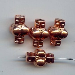24 Vintage Copper Coated Acrylic 19x12mm. Fancy Bubble Tube Beads 2022