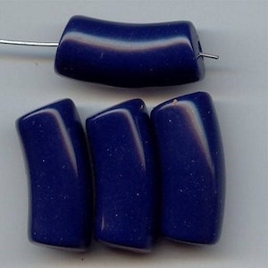 12 Vintage Navy Acrylic 34x15mm. Smooth Noodle Tube Beads 6696
