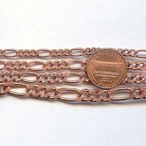 12 Vintage Copper Coated Steel Assorted Figaro 24&quot; Chain Necklaces T63