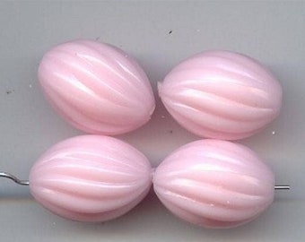 12 Vintage Pink Acrylic 25x18mm. Oval Spiral Beads 2785