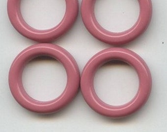 24 Vintage Rose Pink Acrylic 5x22mm. Round Ring Beads 6178