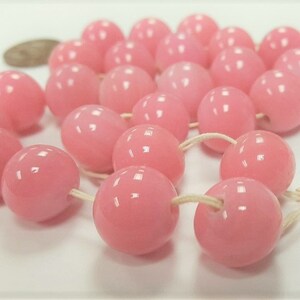 24 Vintage Japanese Cherry Brand Glass Beads - 14mm Dark Rose Smooth Round
