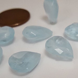 18 Vintage Light Aqua Marble Acrylic 14x10mm. Pear Shaped Faceted Rhinestone Gem Jewels N442