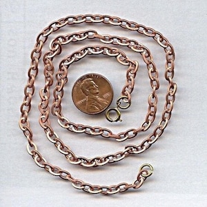 1 Vintage Copper Coated Steel 5mm. Cable 24&quot; Chain Necklace T76