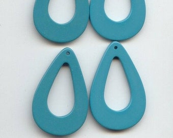 12 Vintage Sea Foam Green Acrylic 48mm. Flat Teardrop Deco Pendants 6717