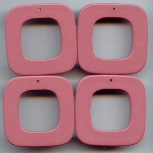 12 Vintage Opaque Pink Acrylic 45mm. Flat Square Pendants 6580