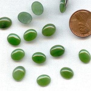 3 Vintage Taiwan Genuine Nephrite Jade 10x8mm. Oval Semi Precious Gemstone Cabochons  R480