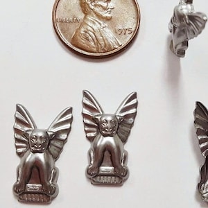 12 Vintage Steel Raised Gargoyle 19x12mm Silver Metal Stamping Findings N24