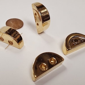 6 Vintage Gold Acrylic Dual Hole Half Circle 10x30mm. Spacer Connector Beads N394