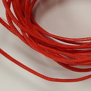 Czerwony woskowany pleciony vintage 2 mm. Sznurek bawełniany - DIY Biżuteria Koralikowy Sznurek N231