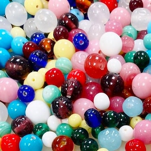 Assortiment de verres japonais vintage 1/4 livre, 8 mm. à 14 mm. Mélange de perles - Miriam Haskell Old Stock N232