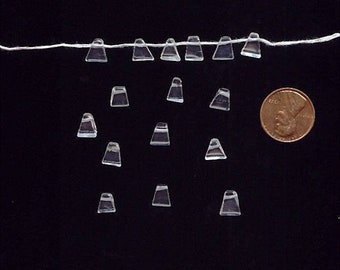 36 Vintage Glass Crystal Handmade 6x8mm. Smooth Flat Triangle Drop Beads 4214