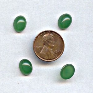 48 Vintage Jade Acrylic 10x8mm. High Dome Oval Cabochons 7202