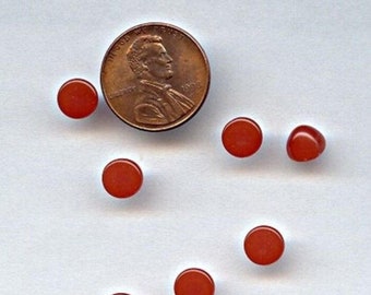 100 Vintage Carnelian Acrylic 7mm. High Dome Round Cabochons 7124