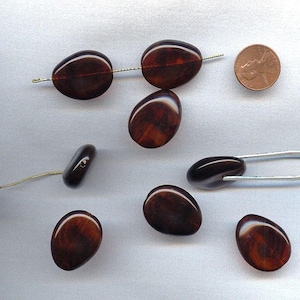 12 Vintage Tortoise Brown Acrylic 26x20x10mm. Pinched Tear Drop Beads 3395